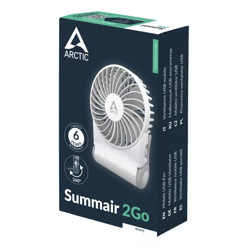 ARCTIC Summair 2Go - potente ventilador de mano con batería de larga duración