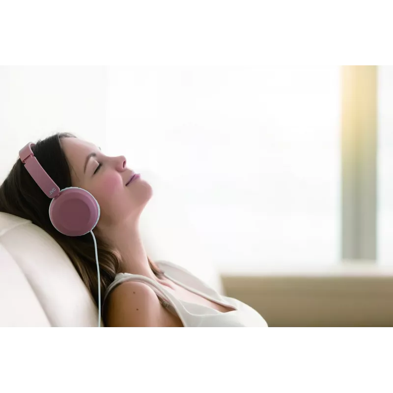 Auriculares on-ear con cable JVC Powerful Sound Rosa, Con cable, 10 - 26000 Hz, Llamadas/Música, 140 g, Auriculares con micrófono, Rosa