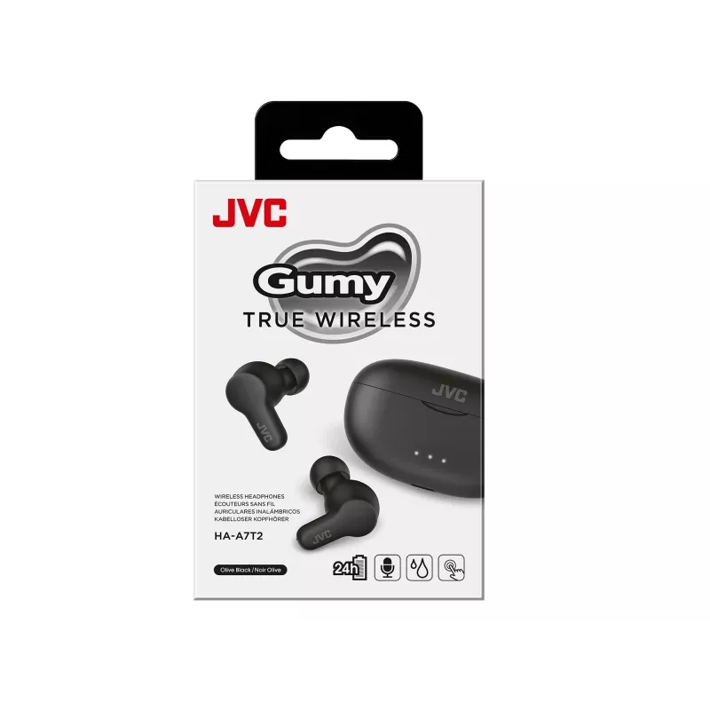JVC Gumy TWS Stix Negro, True Wireless Stereo (TWS), 20 - 20000 Hz, Llamadas/Música, 8,4 g, Auriculares con micrófono, Negro