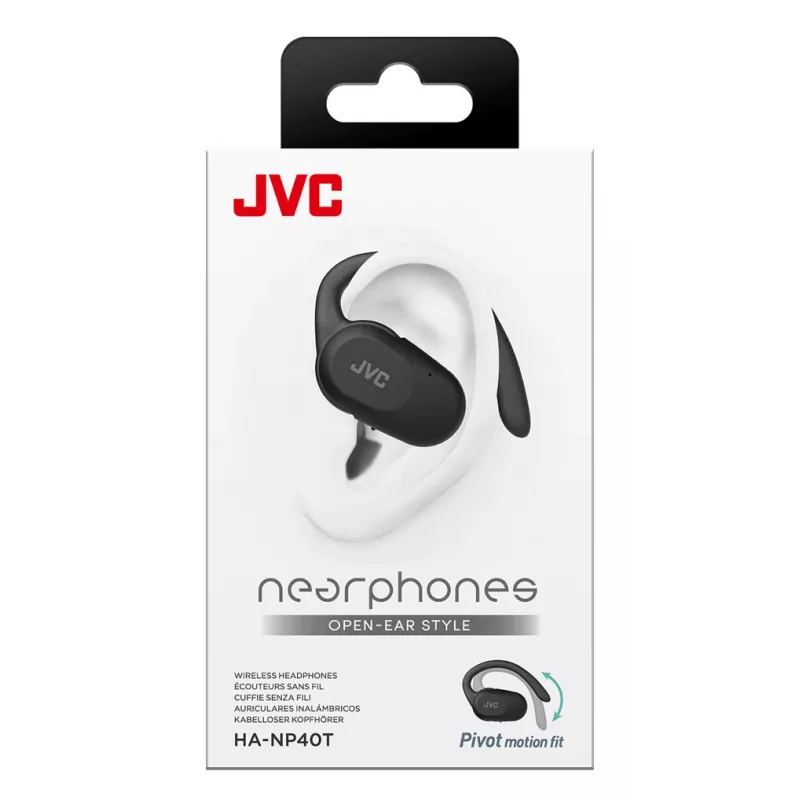 Auriculares con micrófono JVC HA-NP40T True Wireless Stereo TWS Gancho para la oreja Bluetooth Negro, 20–20000 Hz, 10 m