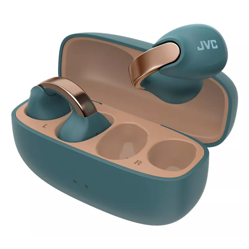 Auriculares con micrófono JVC HA-NP1T True Wireless Stereo (TWS) Pinza para la oreja Para llamadas/música USB Type-C Bluetooth Azul, Dorado