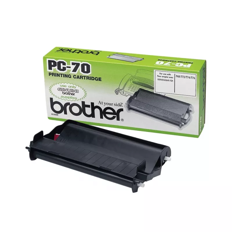 Cartucho de fax Brother PC70 — Negro, 140 páginas, compatible con FAXT72/74/76/78/7 Plus/92/94/96/98