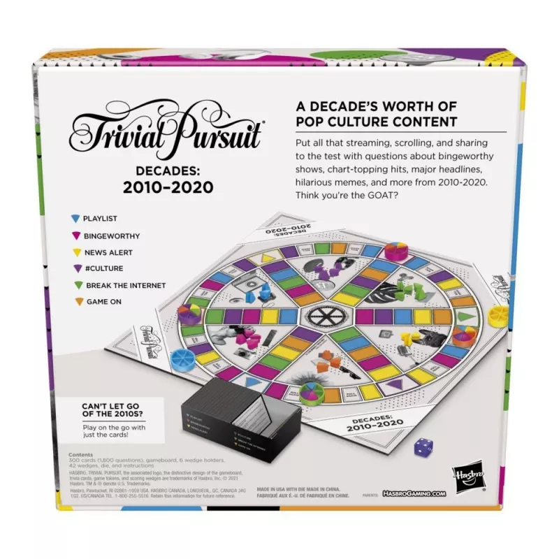 Juego de mesa Hasbro Gaming Trivial Pursuit Decades 2010 to 2020 trivia