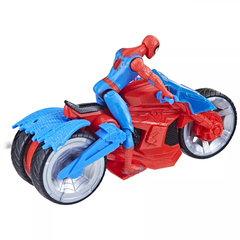 Marvel Spider-Man Spider-Man Web Blast Cycle set de juego infantil con figura de acción articulada de Spider-Man