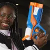 Lanzador de juguete NERF N Series Agility azul naranja blanco 8 años