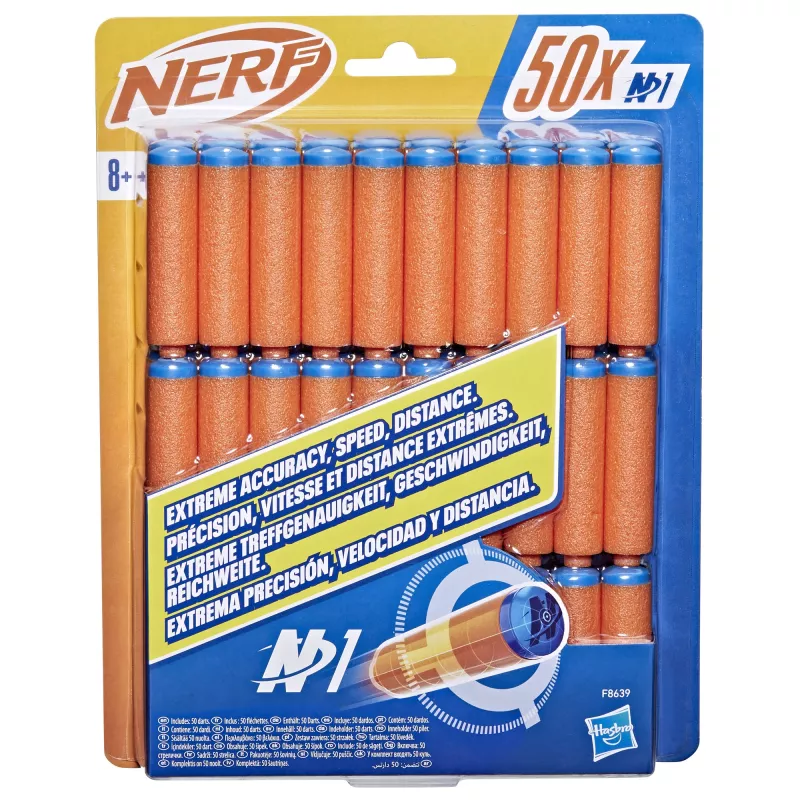 Nerf N Series N1-Darts 50x, recambio, 8 años, 50 uds., azul, naranja