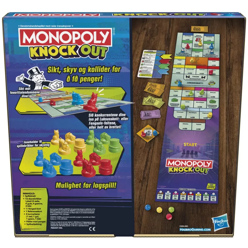 Monopoly Knockout juego familiar, juegos de mesa rápidos para edad 8+, 2–8 jugadores, 20 min.