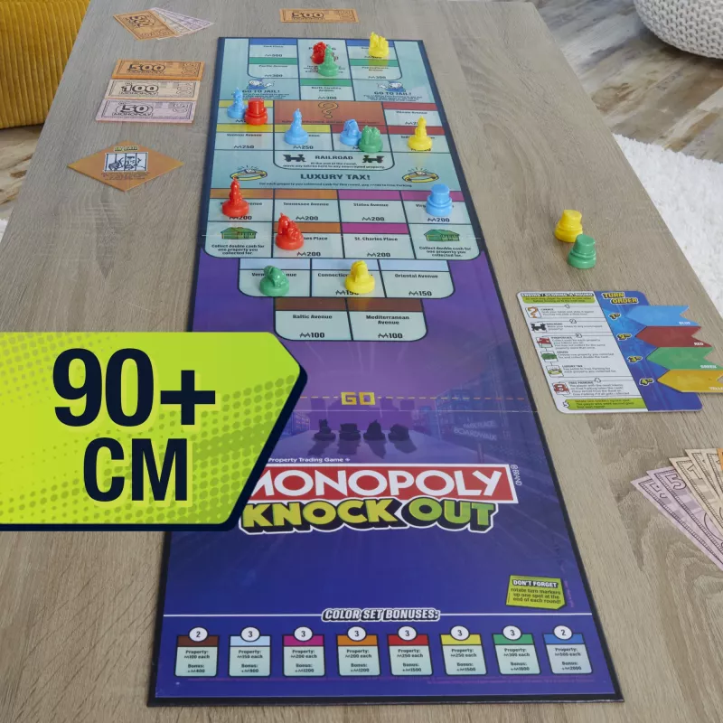 Monopoly Knockout juego familiar, juegos de mesa rápidos para edad 8+, 2–8 jugadores, 20 min.
