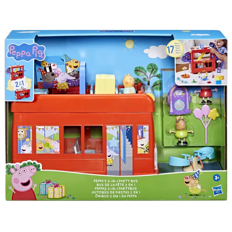 Peppa Pig 2 en 1 Party Bus, acción/aventura, 3 años, multicolor, plástico