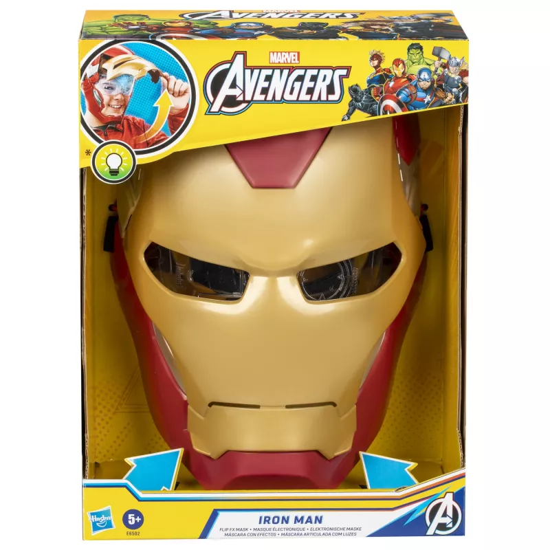 Máscara Marvel Avengers Iron Man Flip FX, niño, máscara facial, 5 años, película, 1 ud.