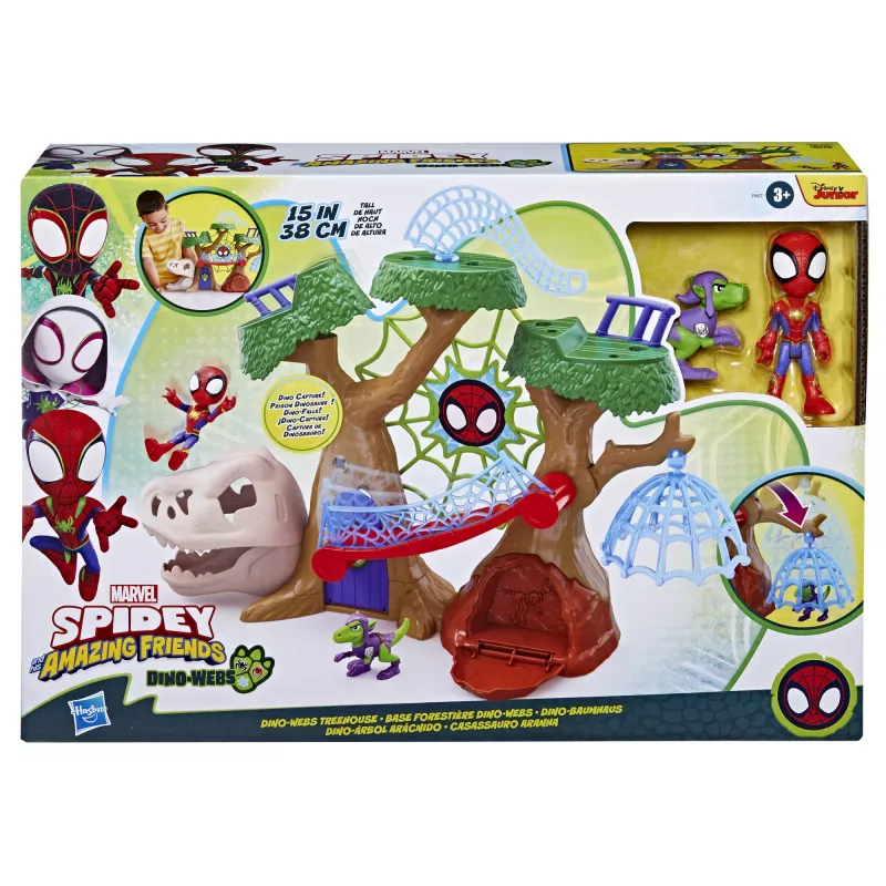Set de juego de acción/aventura Hasbro Marvel Spidey y sus Super Amigos Dino-Webs casa del árbol