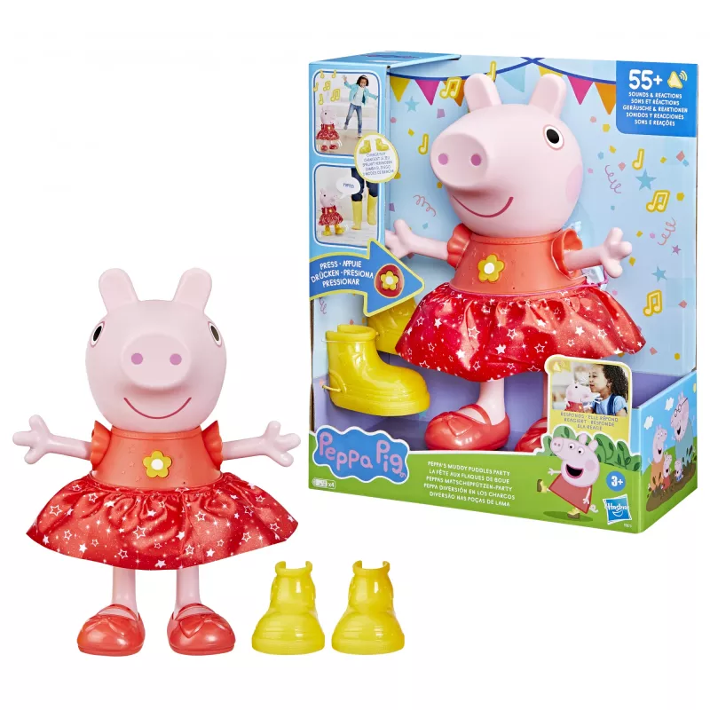 Peppa Pig Peppas Matschpfützen-Party muñeca bailarina musical, muñeca grande, femenino, 3 años, niño/niña, con sonido, 304,8 mm