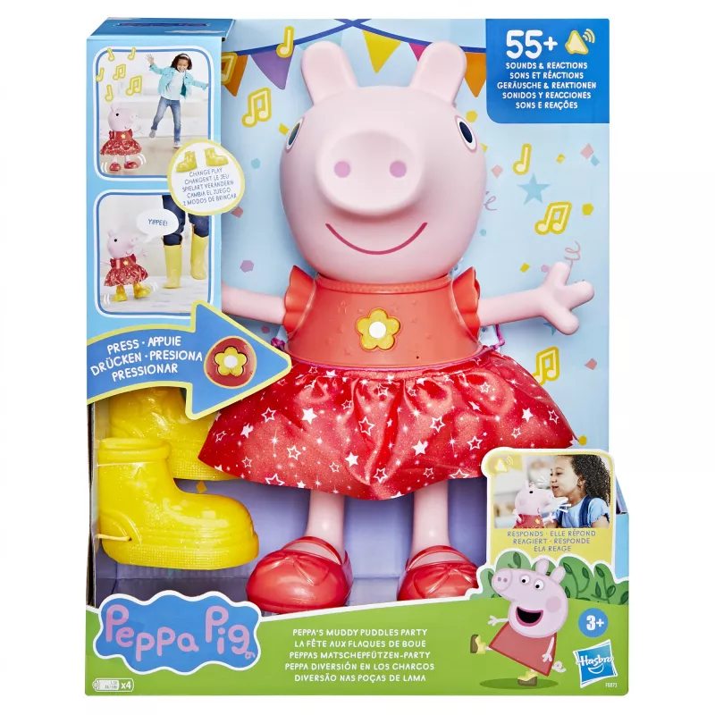 Peppa Pig Peppas Matschpfützen-Party muñeca bailarina musical, muñeca grande, femenino, 3 años, niño/niña, con sonido, 304,8 mm