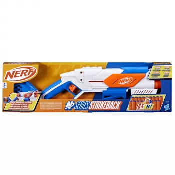 Lanzador de juguete Nerf N Series Strikeback azul naranja blanco 8+