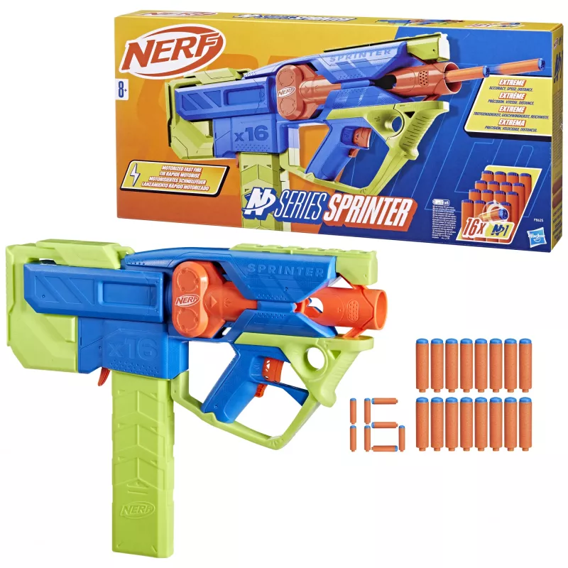 Lanzador de juguete Nerf N Series Sprinter F8625 azul verde naranja