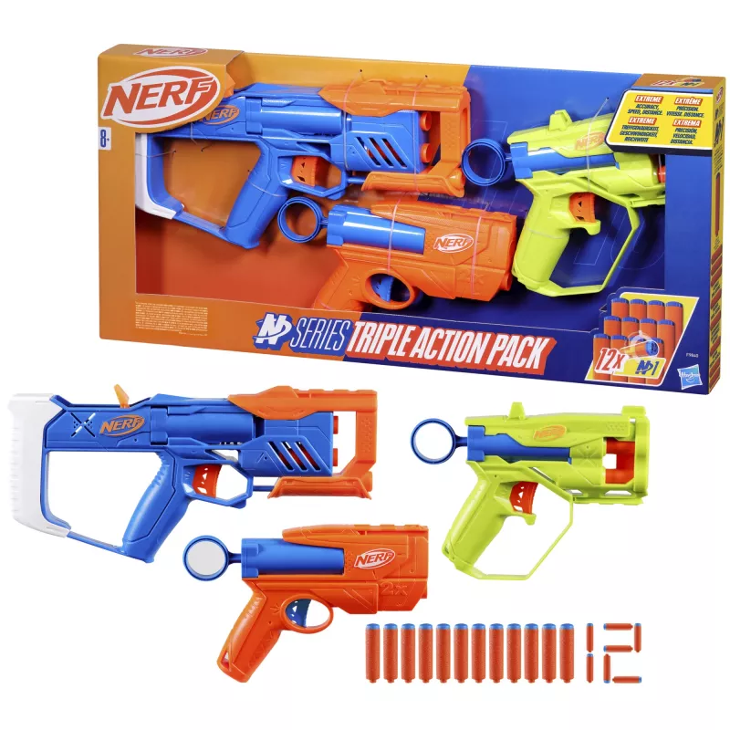 Nerf N Series Triple Action Pack, lanzador de juguete, 8 años