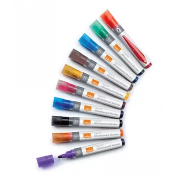 Rotuladores de tinta líquida para pizarra blanca Nobo, punta redonda, pack de 10, 10 uds., multicolor, punta redonda, colores surtidos, 3 mm, 38 mm
