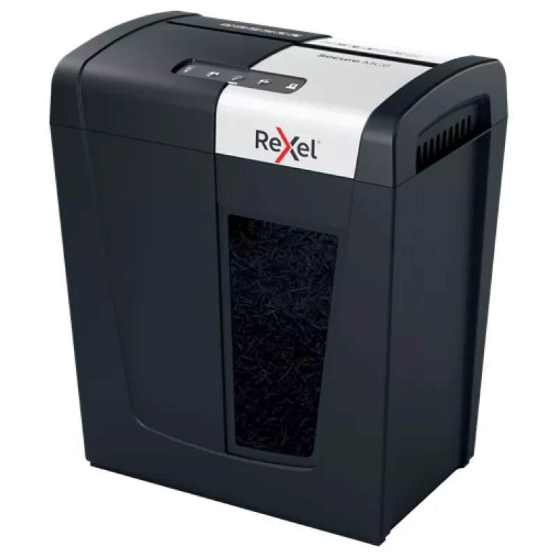 Destructora de papel Rexel Secure MC6 Whisper-Shred, microcorte P5, microcorte, 2 x 15 mm, 18 L, 175 hojas, 55 dB, botones