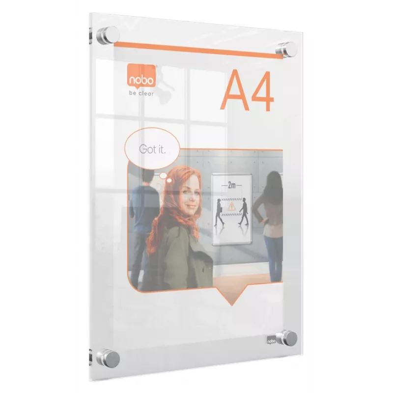 Marco de pared de acrílico transparente para póster A4 Nobo Premium Plus