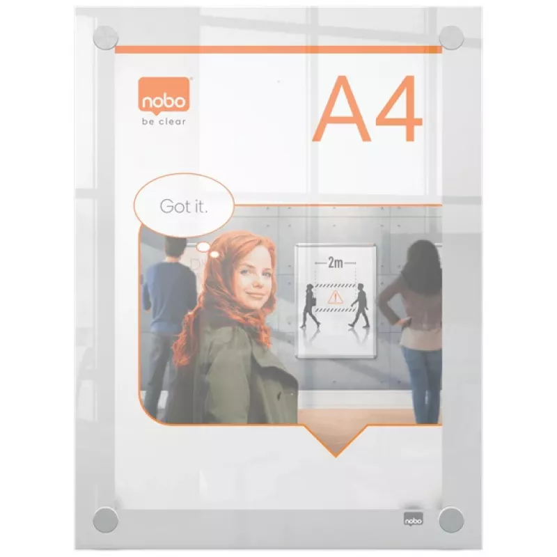 Marco de pared de acrílico transparente para póster A4 Nobo Premium Plus