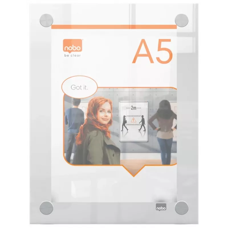 Marco de pared de acrílico transparente para póster A5 Nobo Premium Plus