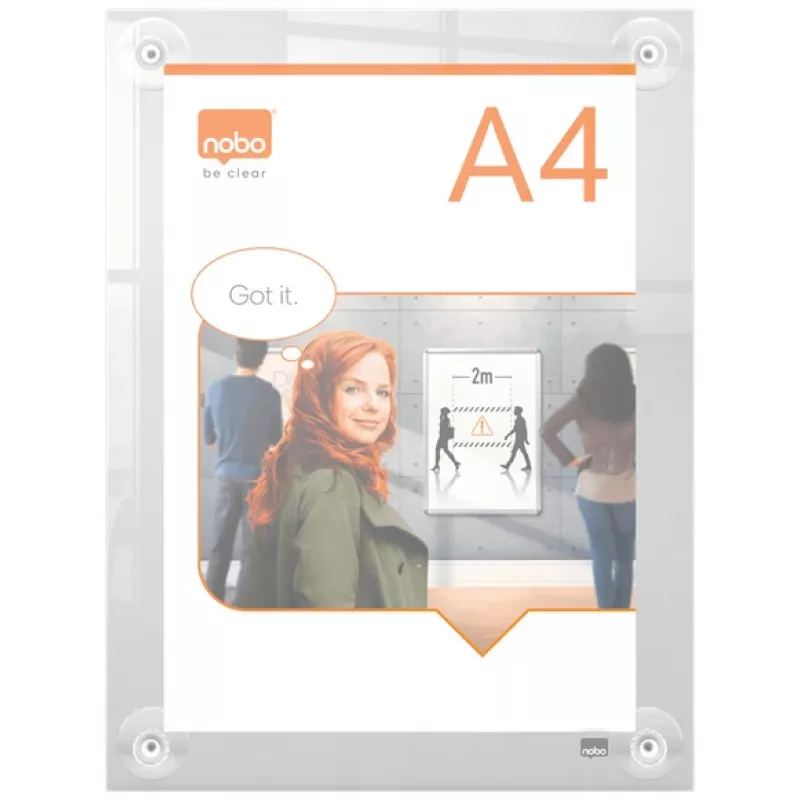 Soporte de pared de acrílico transparente para marcos de póster intercambiables A4 Nobo Premium Plus
