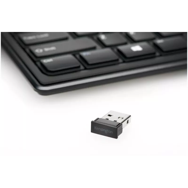 Teclado Kensington AdvanceFit inalámbrico negro Bélgica, tamaño completo (100%), inalámbrico, RF inalámbrico, AZERTY, negro