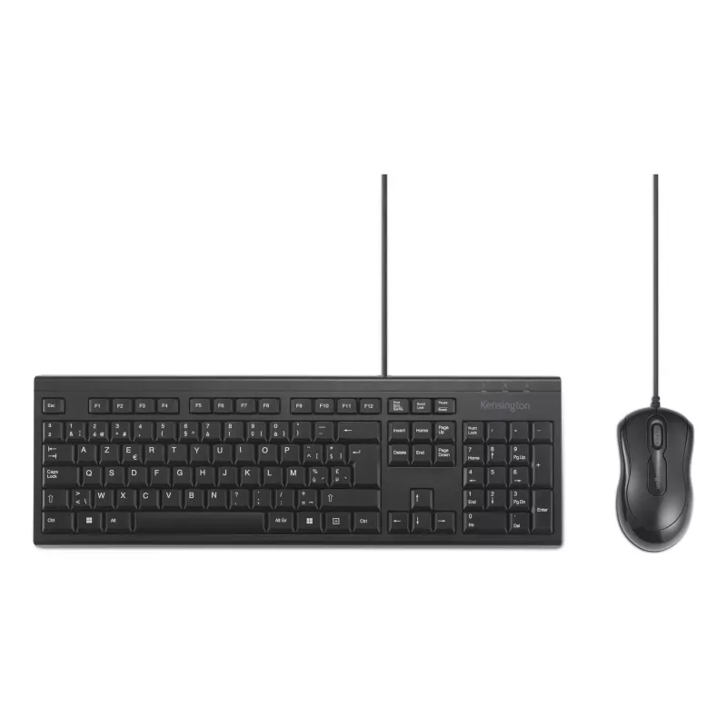 Kensington K75452BE, con cable, USB, membrana, AZERTY, negro, ratón incluido