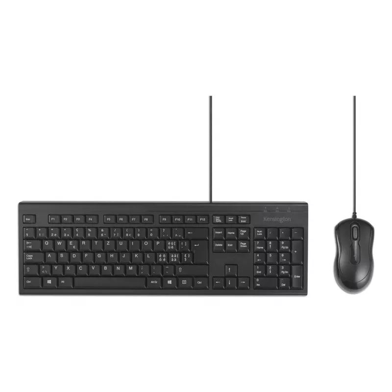 Kensington K75452CH, con cable, USB, membrana, QWERTZ, negro, ratón incluido