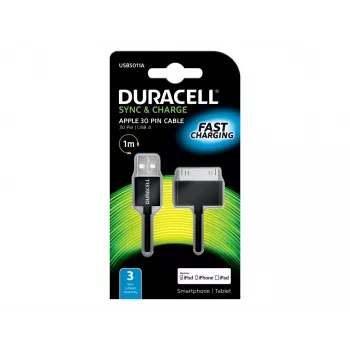 Duracell cable de sincronización/carga 1 metro negro