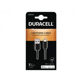 Duracell cable de sincronización/carga 1 metro negro