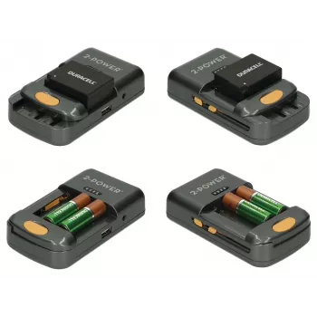 2-Power cargador universal de cámara – venta al por menor, iones de litio (Li-Ion), níquel-metal hidruro (NiMH), AA, AAA