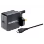 Duracell Cargador de pared 2.4A y cable micro-USB de 1M, Interior, CA, 2.4 A, Negro