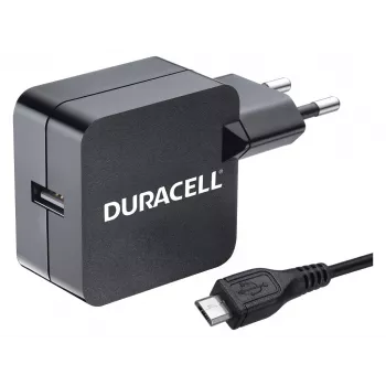 Duracell Cargador de teléfono/tablet 2.4A, Interior, CA, 5 V, 2,4 A, Negro