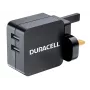 Duracell 2x2,4A cargador USB para teléfono/tablet, interior, AC, 5 V, negro