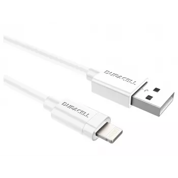 Duracell cable de sincronización/carga 1 metro blanco, 1 m, USB A, Lightning, 2.0, blanco