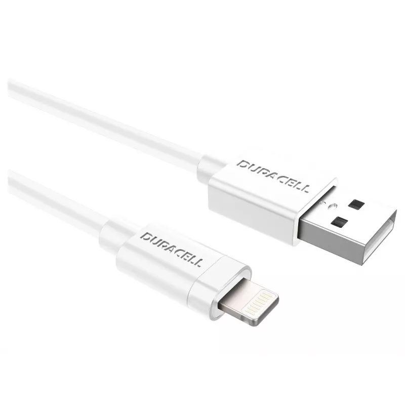 Duracell cable de sincronización/carga 1 metro blanco, 1 m, USB A, Lightning, 2.0, blanco