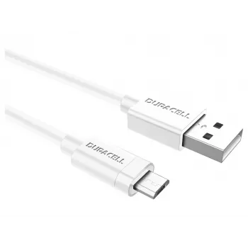 Duracell cable de sincronización/carga 1 metro blanco, 1 m, USB-A, Micro-USB-A, 2.0, blanco