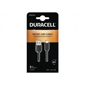 Duracell cable de sincronización/carga 2 metros negro
