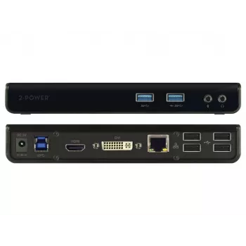 2-Power base de acoplamiento USB 3.0 Dual Display, docking, 3,5 mm, USB Type-A, USB Type-B, 10/100/1000 Mbit/s, negro, 5 Gbit/s