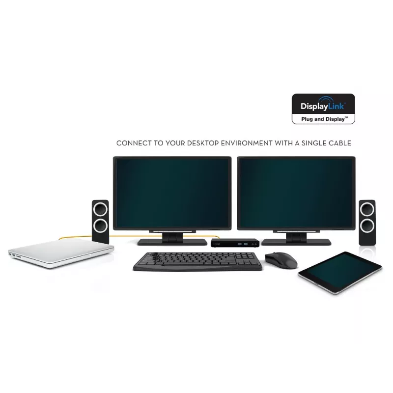 2-Power base de acoplamiento USB 3.0 Dual Display, docking, 3,5 mm, USB Type-A, USB Type-B, 10/100/1000 Mbit/s, negro, 5 Gbit/s