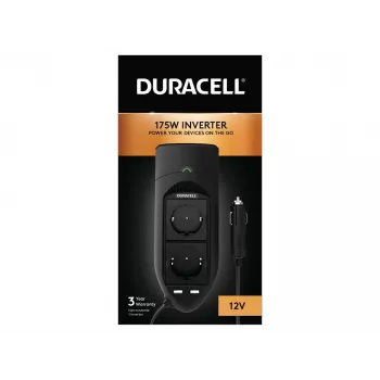 Inversor Duracell 175W Twin EU Socket, Universal, Interior, 12 V, 175 W, 12 V, DC1-to-DC2