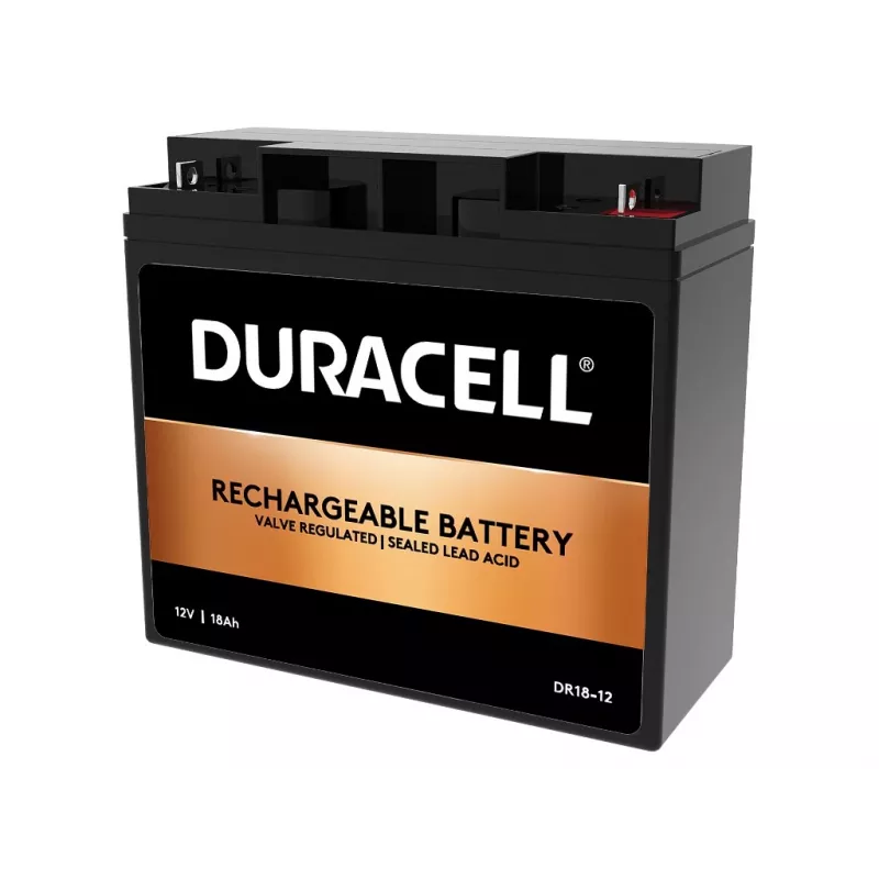 Batería VRLA Duracell 12V 18Ah, plomo-AGM (VRLA), 12 V, 18 Ah, 18000 mAh, 216 Wh, negro
