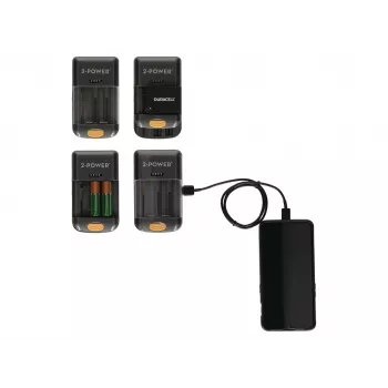 Cargador universal de baterías de cámara 2-Power, para comercio minorista, litio-ión (Li-Ion), AA, AAA, no