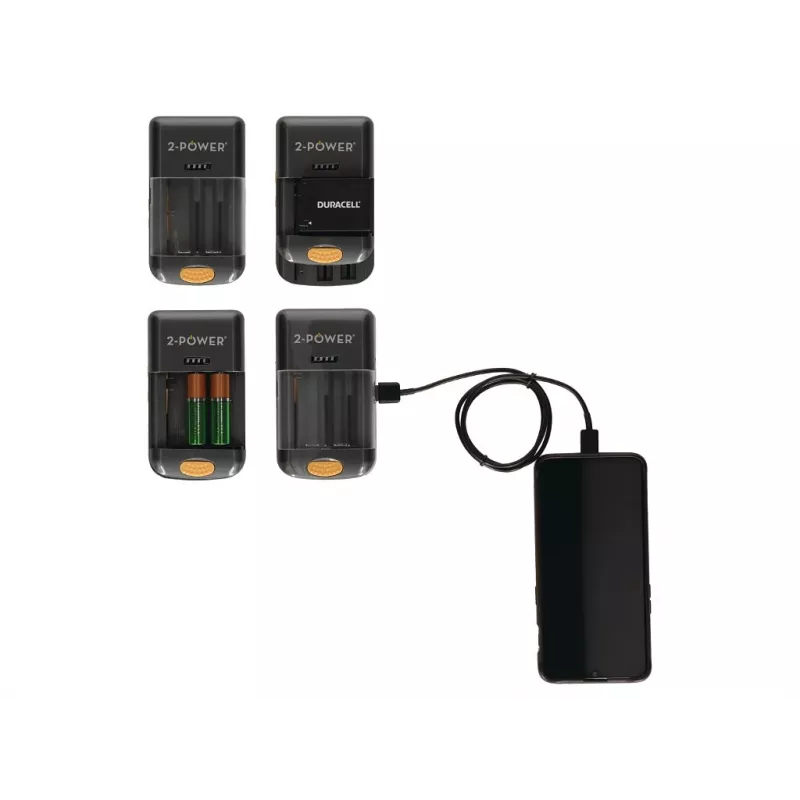 Cargador universal de baterías de cámara 2-Power, para comercio minorista, litio-ión (Li-Ion), AA, AAA, no