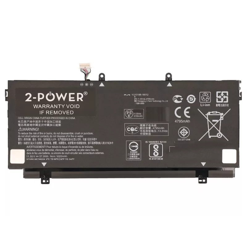Batería para portátil 2-Power 11,55 V 5020 mAh Li-Polymer, batería, HP Spectre x360 13-ac000