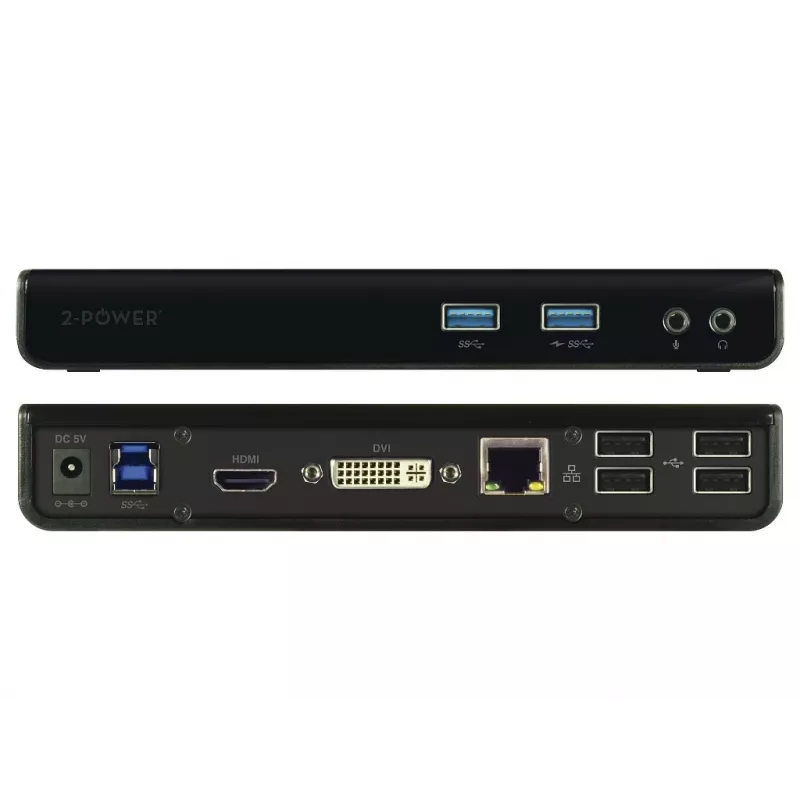 Cable de estación de acoplamiento/replicador de puertos para portátil 2-Power DOC0110A USB 3.2 Gen 1 (3.1 Gen 1) Type-B negro