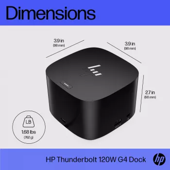 HP Thunderbolt Dock 120W G4, con cable, Thunderbolt 4, negro, Kensington, China, Tailandia, Taiwán, empresarial