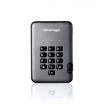 iStorage diskAshur PRO² SSD 256GB | Unidad de estado sólido portátil segura | FIPS 140-2 Nivel 2, NCSC CPA, NLNCSA BSPA y NATO Restricted | Cifrado por hardware AES-XTS de 256 bits | Protegida por PIN | Independiente del sistema operativo y de la plataforma | RGPD, conforme TAA | Defensa contra fuerza bruta | Resistente al polvo y al agua