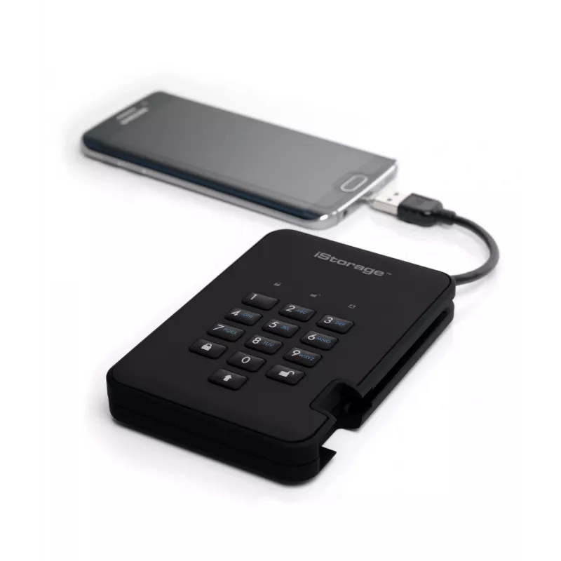 iStorage diskAshur² HDD 4TB Negro | Disco duro portátil seguro | Cifrado por hardware AES-XTS de 256 bits | Protegido por PIN | Independiente del sistema operativo y de la plataforma | Conforme TAA | Protección contra ataques de fuerza bruta | Resistente al polvo y al agua